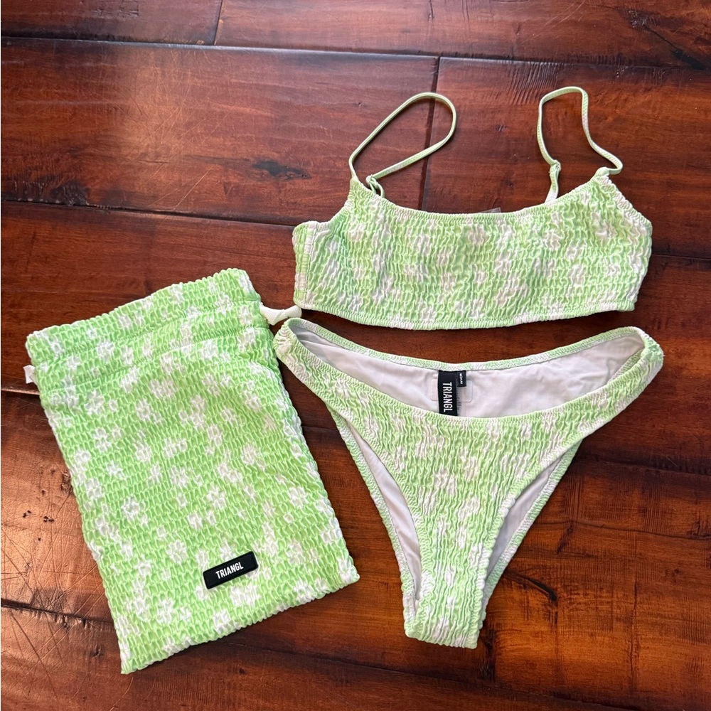 Triangl Green Textured Bikini Set